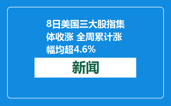 8日美国三大股指集体收涨 全周累计涨幅均超4.6%