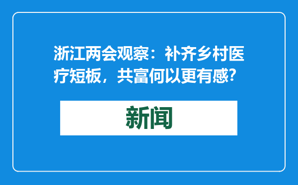 浙江两会观察：补齐乡村医疗短板，共富何以更有感？