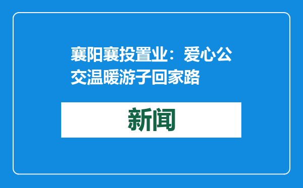 襄阳襄投置业：爱心公交温暖游子回家路