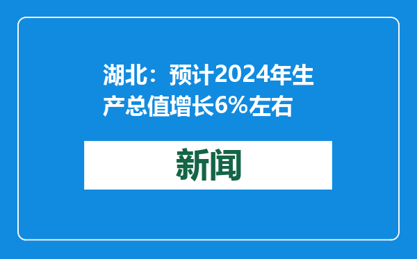 湖北：预计2024年生产总值增长6%左右