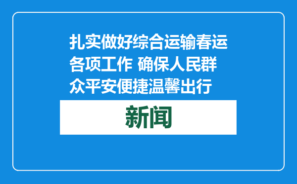 扎实做好综合运输春运各项工作 确保人民群众平安便捷温馨出行