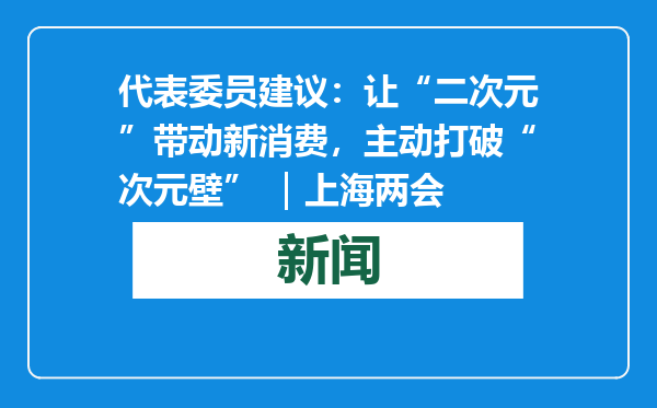 代表委员建议：让“二次元”带动新消费，主动打破“次元壁” ｜上海两会