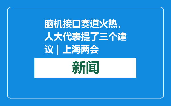 脑机接口赛道火热，人大代表提了三个建议 | 上海两会