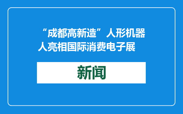 “成都高新造”人形机器人亮相国际消费电子展