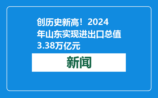 创历史新高！2024年山东实现进出口总值3.38万亿元