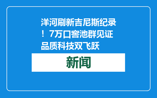 洋河刷新吉尼斯纪录！7万口窖池群见证品质科技双飞跃