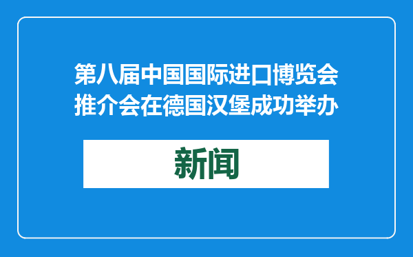 第八届中国国际进口博览会推介会在德国汉堡成功举办