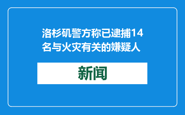 洛杉矶警方称已逮捕14名与火灾有关的嫌疑人