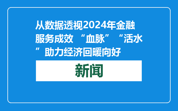 从数据透视2024年金融服务成效 “血脉”“活水”助力经济回暖向好