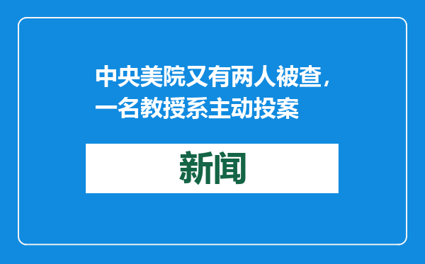 中央美院又有两人被查，一名教授系主动投案