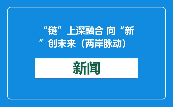 “链”上深融合 向“新”创未来（两岸脉动）