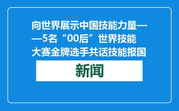 向世界展示中国技能力量——5名“00后”世界技能大赛金牌选手共话技能报国