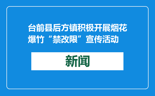 台前县后方镇积极开展烟花爆竹“禁改限”宣传活动