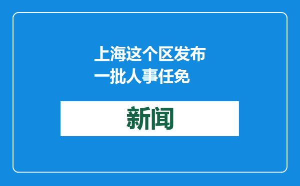 上海这个区发布一批人事任免