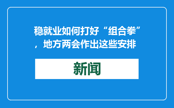 稳就业如何打好“组合拳”，地方两会作出这些安排