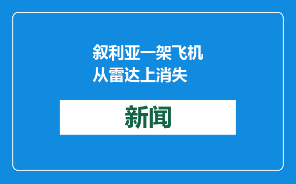 叙利亚一架飞机从雷达上消失