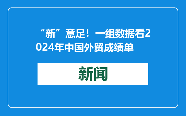 “新”意足！一组数据看2024年中国外贸成绩单