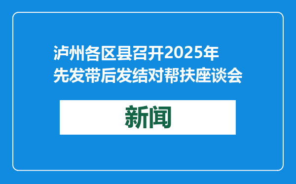 泸州各区县召开2025年先发带后发结对帮扶座谈会