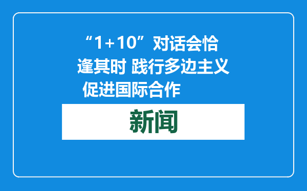 “1+10”对话会恰逢其时 践行多边主义 促进国际合作