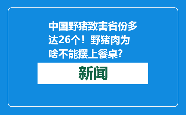 中国野猪致害省份多达26个！野猪肉为啥不能摆上餐桌？