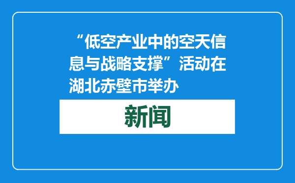 “低空产业中的空天信息与战略支撑”活动在湖北赤壁市举办