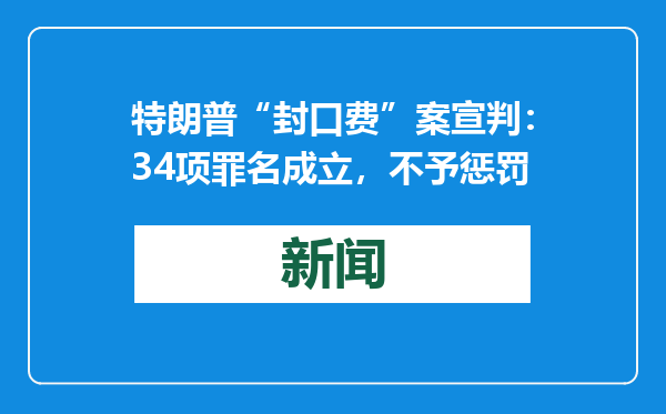 特朗普“封口费”案宣判：34项罪名成立，不予惩罚