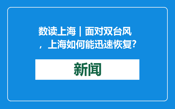 数读上海 | 面对双台风，上海如何能迅速恢复？