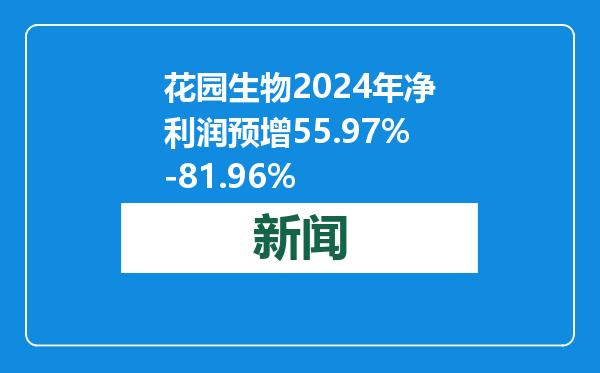 花园生物2024年净利润预增55.97%-81.96%