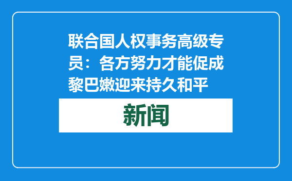 联合国人权事务高级专员：各方努力才能促成黎巴嫩迎来持久和平