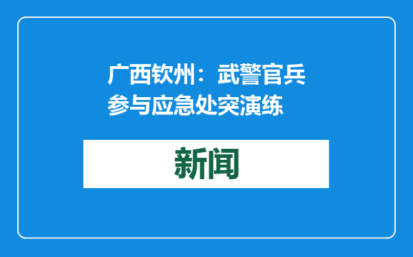 广西钦州：武警官兵参与应急处突演练