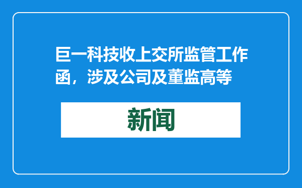 巨一科技收上交所监管工作函，涉及公司及董监高等