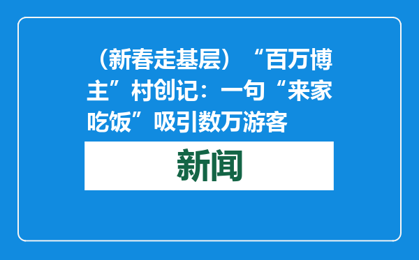 （新春走基层）“百万博主”村创记：一句“来家吃饭”吸引数万游客