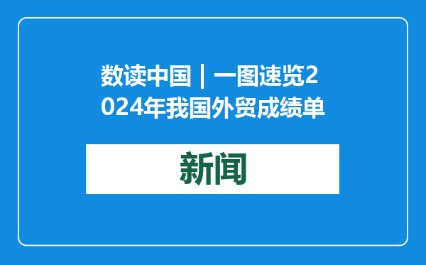 数读中国 | 一图速览2024年我国外贸成绩单