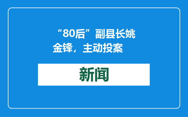 “80后”副县长姚金锋，主动投案