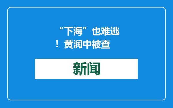 “下海”也难逃！黄润中被查