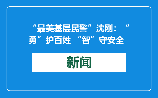 “最美基层民警”沈刚：“勇”护百姓 “智”守安全