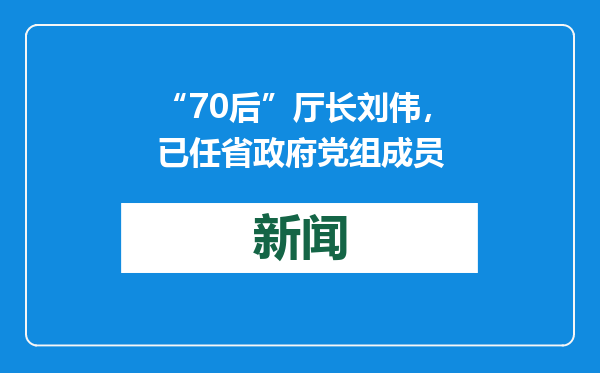 “70后”厅长刘伟，已任省政府党组成员