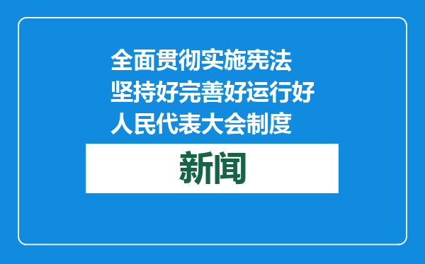 全面贯彻实施宪法 坚持好完善好运行好人民代表大会制度