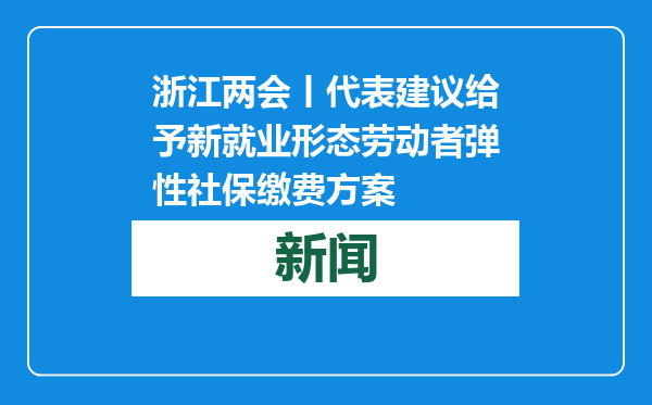 浙江两会丨代表建议给予新就业形态劳动者弹性社保缴费方案
