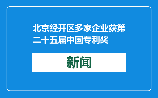 北京经开区多家企业获第二十五届中国专利奖