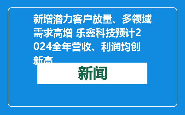 新增潜力客户放量、多领域需求高增 乐鑫科技预计2024全年营收、利润均创新高