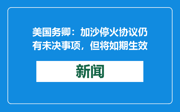 美国务卿：加沙停火协议仍有未决事项，但将如期生效