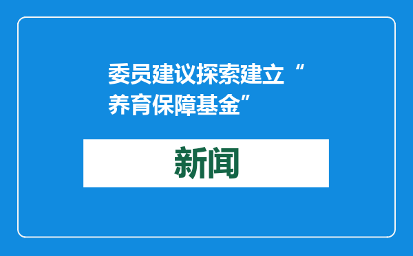 委员建议探索建立“养育保障基金”