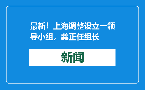 最新！上海调整设立一领导小组，龚正任组长