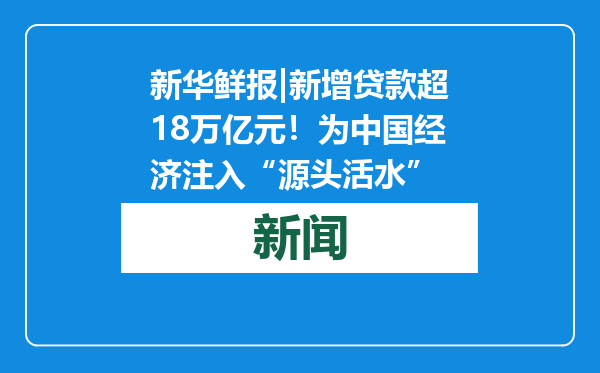 新华鲜报|新增贷款超18万亿元！为中国经济注入“源头活水”