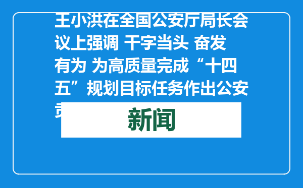 王小洪在全国公安厅局长会议上强调 干字当头 奋发有为 为高质量完成“十四五”规划目标任务作出公安贡献