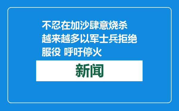 不忍在加沙肆意烧杀 越来越多以军士兵拒绝服役 呼吁停火