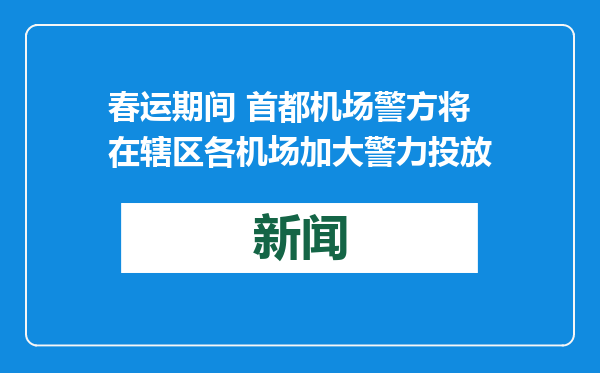 春运期间 首都机场警方将在辖区各机场加大警力投放