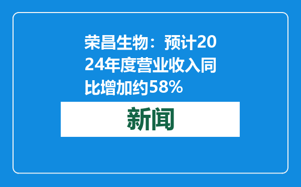 荣昌生物：预计2024年度营业收入同比增加约58%