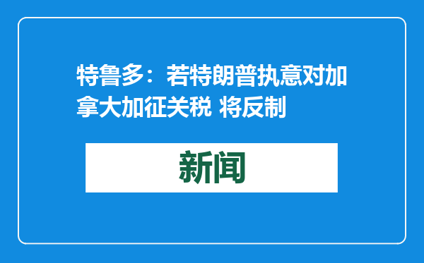 特鲁多：若特朗普执意对加拿大加征关税 将反制